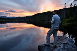Sunset at a mountain pond