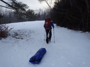 Towing a pulk (sled)